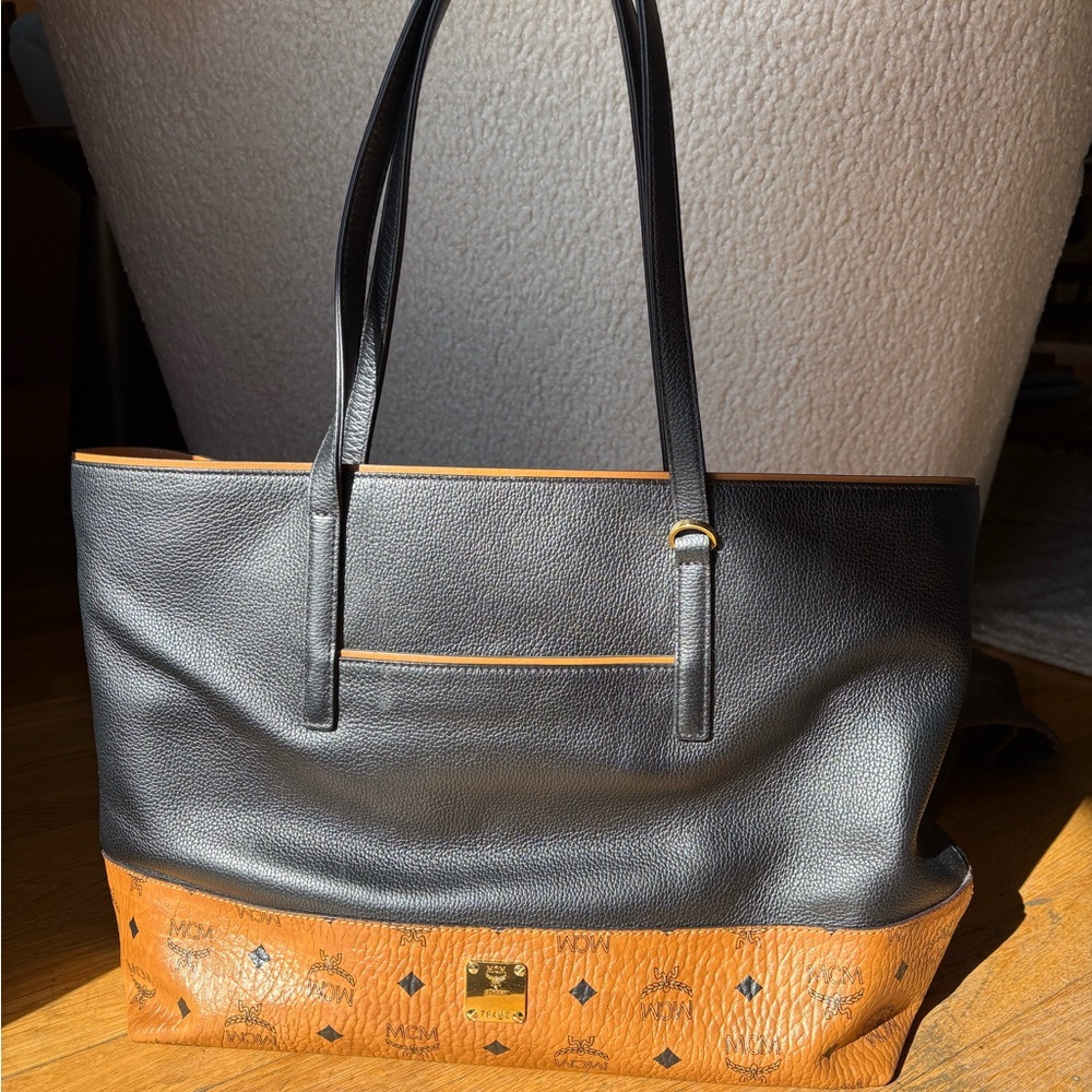 MCM Large Leather Tote with Zipper